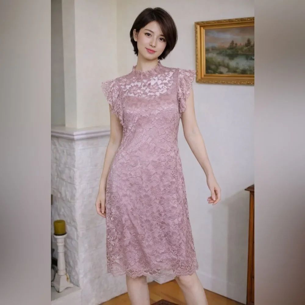 En Focus Pink Lace Sheath Dress